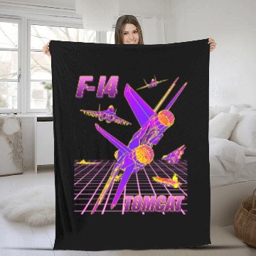 Discover F14 Tomcat Naval Fighter Jet 80s Retro Graphic 1 Zip Fleece Blankets