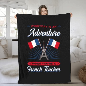 Discover French Teacher France Flag Language Lesson Student 5 Fleece Blankets