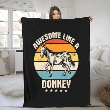 Discover Donkey Animal Baseball Tees Fleece Blankets