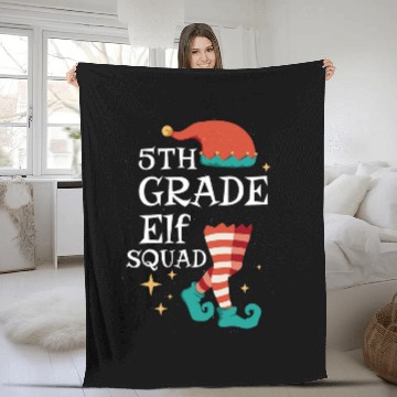 Discover 5th Grade Elf Squad Funny Elementary Teacher Christmas Gifts Fleece Blankets