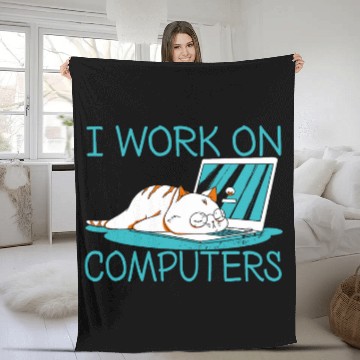 Discover Funny I Work On Computers Coder Software Sloth Programmer Zip Fleece Blankets