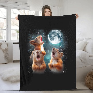 Discover 3 Squirrel Moon Howling Squirrel Head Funny For Men Women Baseball Tees Fleece Blankets