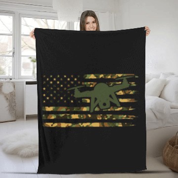 Discover Drone Pilot Camo Drone Operator American Flag Drone Fleece Blankets