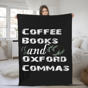 Discover funny Coffee Books and Oxford Commas for teacher Fleece Blankets