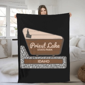 Discover Priest Lake State Park Idaho Welcome Sign Vacation Fleece Blankets