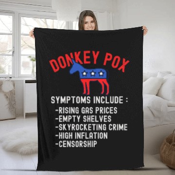 Discover Donkey Pox Conservative Republican antis Biden Donkeypox Fleece Blankets
