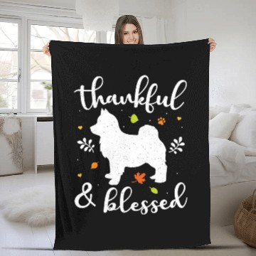 Discover Pomsky Thanksgiving Dog Thankful Blessed Mom Gift Fleece Blankets