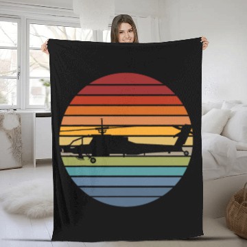 Discover Retro Helicopter Avitation Pilot Heli Aviator Black Hawk Fleece Blankets