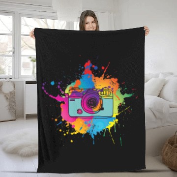 Discover Photography photographer photo camera colourful camera Fleece Blankets