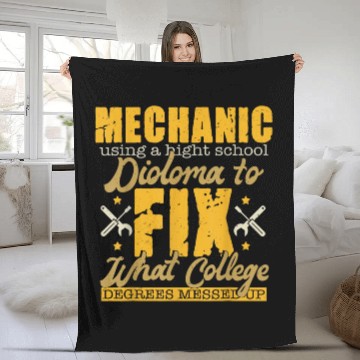 Discover Mechanic Repairman Quote  Funny Mechanic Fleece Blankets