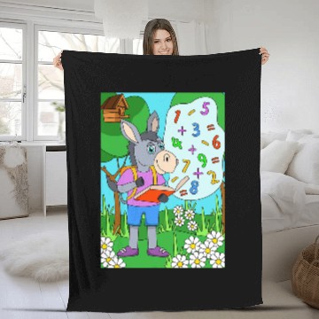 Discover Donkey reading a math book Fleece Blankets