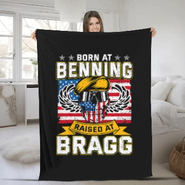 Discover Born At Benning Raised At Bragg 82nd Airborne Division Fleece Blankets