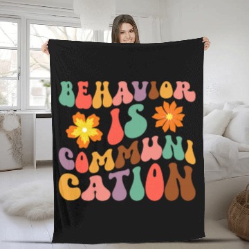 Discover Behavior Is Communication Sped Teacher Autism Awareness Fleece Blankets