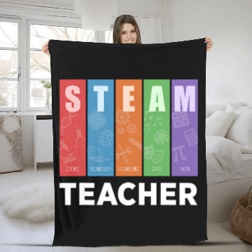 Discover STEAM TEACHER Science Technology Engineering Arts Math 2 Baseball Tees Fleece Blankets