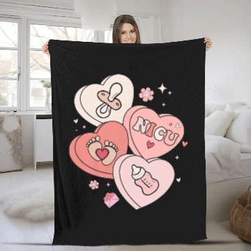 Discover Valentines NICU nurses Neonatal Intensive Care Valentines Day Fleece Blankets