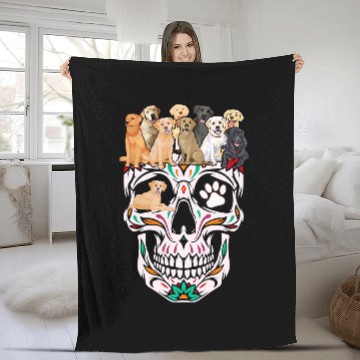 Discover Labrador Lab Dog Mom Sugar Skull Funny Gothic Dog Fleece Blankets