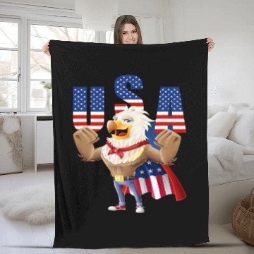 Discover 4th of July  Bald Eagle Hero US Flag Baseball Tees Fleece Blankets