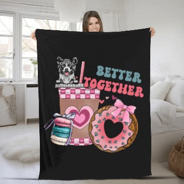 Discover Akita Better Together Groovy Retro Valentines Day Fleece Blankets