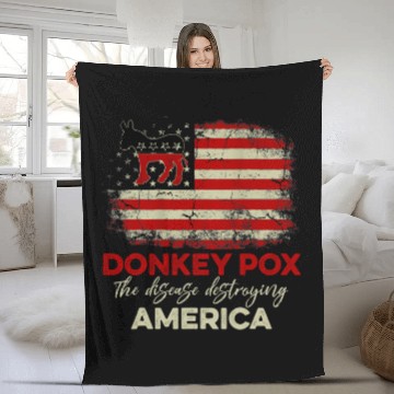 Discover donkey pox  us flag  disease destroying america flag Baseball Tees Fleece Blankets