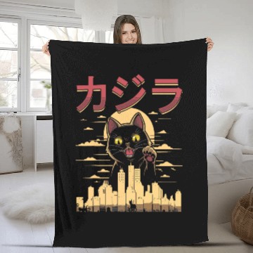 Discover Anime Cat Japanese Catzilla Zip Fleece Blankets