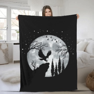 Discover Flying Bald Eagle Night Sky 2Silhouette eagless Eagle Fleece Blankets