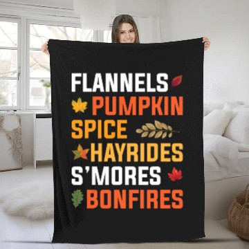 Discover Funny Flannel Pumpkin Spice Hayrides Bonfires Fall Autumn Fleece Blankets