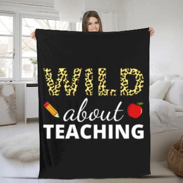 Discover Wild About Teaching Apple Leopard Print School Teacher Zip Fleece Blankets