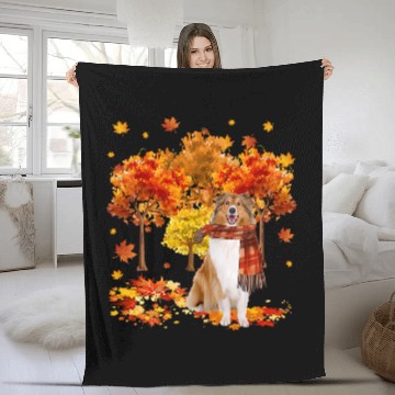 Discover Its Fall Yall Cute Rough Collie Autumn Tree Fall Leaves 20 Fleece Blankets