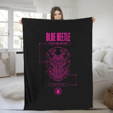 Discover Blue Beetle Host Selected Jaime Reyes Neon Pink Outline Fleece Blankets
