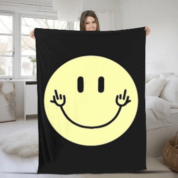 Discover Cartoon Middle Finger Fleece Blankets Smiley Face Middle Finger Design!