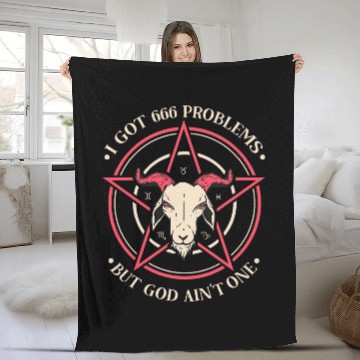 Discover Goats Lover I Got 666 Problems But God Aint One Satanic Goat Zip Fleece Blankets