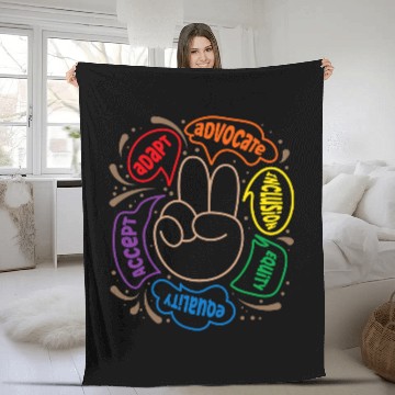 Discover Accept Adapt Advocate Inclusion Equity Equality SPED Teacher Fleece Blankets
