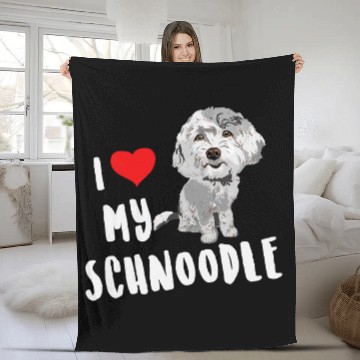 Discover I Love My Schnoodle Design Funny Cute Dog Fleece Blankets
