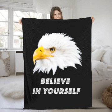 Discover Bald Eagle Believe in yourself Fleece Blankets