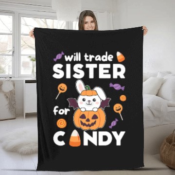 Discover Bunny Halloween Pumpkin Bunny Trade Sister For Candy Fleece Blankets