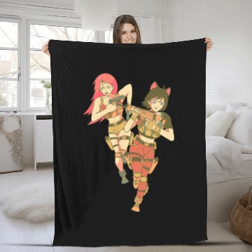 Discover Anime Girls Mission Use Fighter Warrior Fleece Blankets