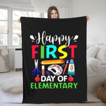 Discover Happy First Day Of Elementary Teacher Back To School Student Baseball Tees Fleece Blankets