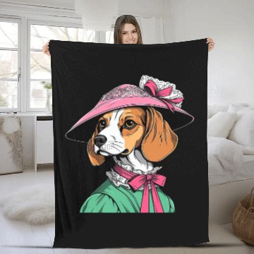 Discover Beagle English Lady Funny Dog Victorian 2 Fleece Blankets