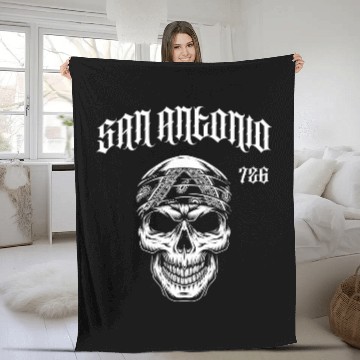 Discover Skeletons Skulls San Antonio Area Code 726 Skull and Bandana Skull Baseball Tees Fleece Blankets