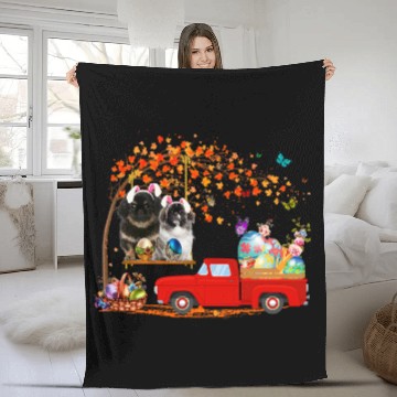 Discover Pekingese Wearing Bunny Ear Red Truck With Eggs Fleece Blankets
