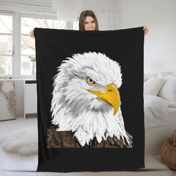 Discover Bald Eagle Head Fleece Blankets