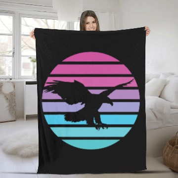Discover Eagle Retro Sun American Bald eagle USA Fleece Blankets