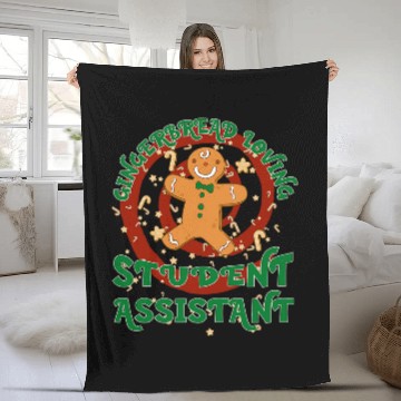 Discover Student Assistant Job Gingerbread Funny Xmas Fleece Blankets