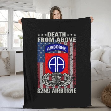 Discover Death From Above Patriotic 82nd Airborne Division Fleece Blankets
