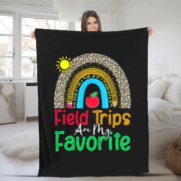 Discover Field Trips Are My Favorite School Field Trip Day Rainbow Baseball Tees Fleece Blankets