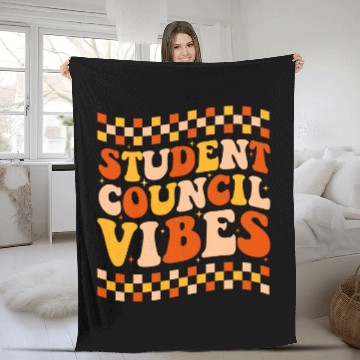 Discover Student Council Vibes Retro Groovy School Student Council 1 Fleece Blankets