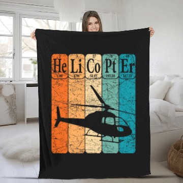 Discover Helicopter Periodic Table Elements Aviation Helicopter Pilot 3 Zip Fleece Blankets