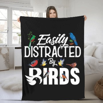 Discover easily distracted by birds lover birders Funny bird watcher Fleece Blankets