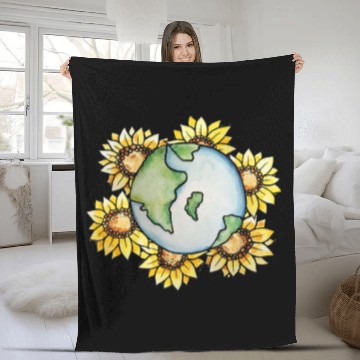 Discover Earth Climate Strike Hearts earth day art climate change Fleece Blankets