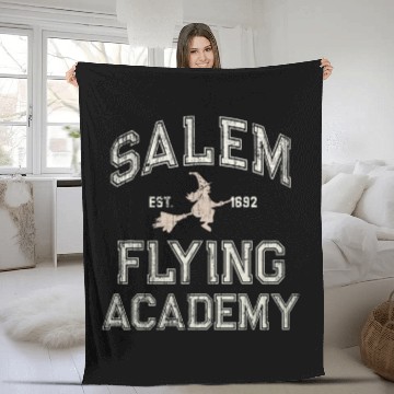 Discover Funny Witches School SALEM FLYING ACADEMY Salem Witch Pilot Fleece Blankets